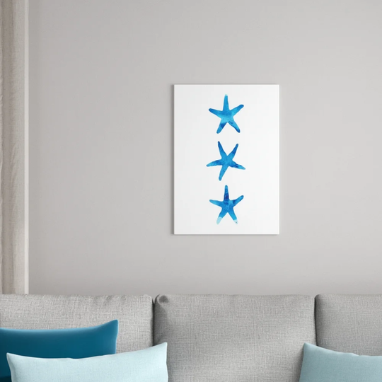 Blue Starfish by Suren Nersisyan - Unframed Painting Print on Paper