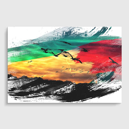 'Geese Sunset' Graphic Art Print Poster