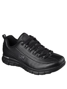 Skechers Sure Track Trickel Safety Slip Resistant Trainer - Black, Black, Size 5, Women