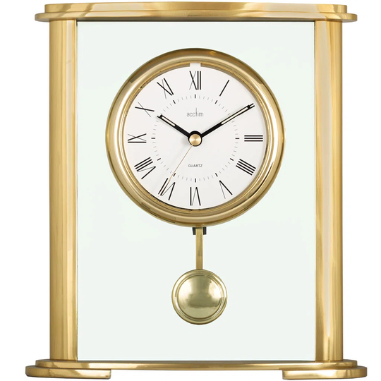 Welwyn Gold Metal/Glass Pendulum Table Clock