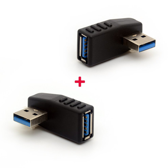USB 3.0 Adapter 90 Degree Right Angled USB Connector Type A Male to Female Extender Plug 2Pcs(Left Angle and Right Angle Included)