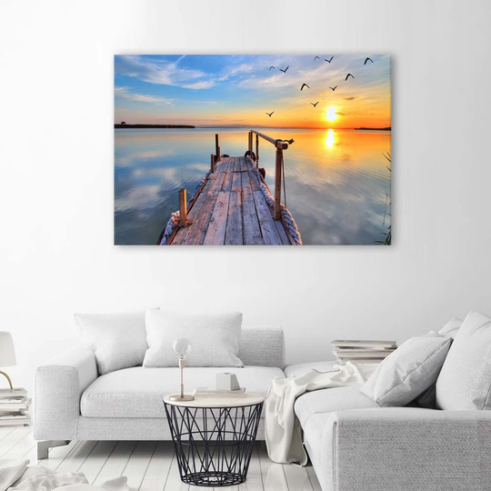 Canvas Print Sunset Footbridge