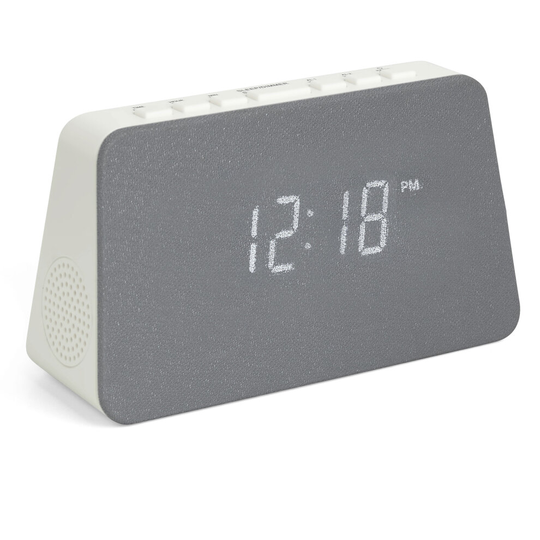 (White) Grouptronics GTQ-RENEW Wireless Charging Alarm Clock Radio