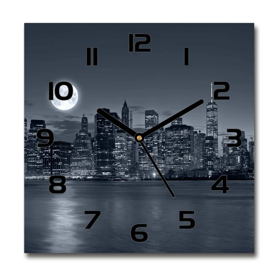 Hendra New York by Night Silent Wall Clock