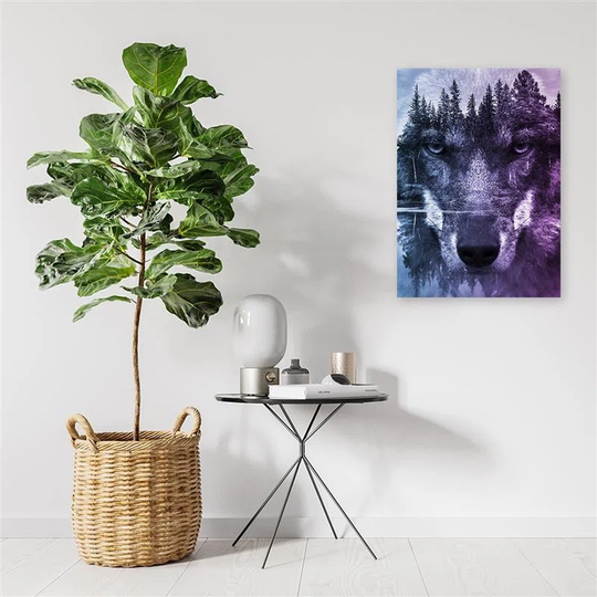 Canvas Print Wolf Forest Nature Purple