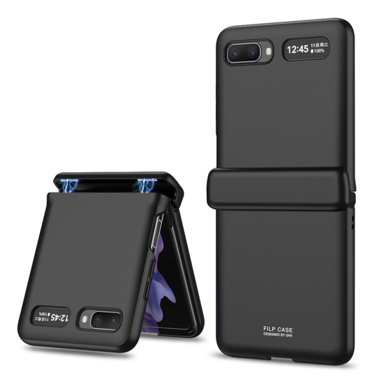(Black) PC Magnetic Hinge Case Full Protection Hard Cover for Samsung Galaxy Z Flip 1 2