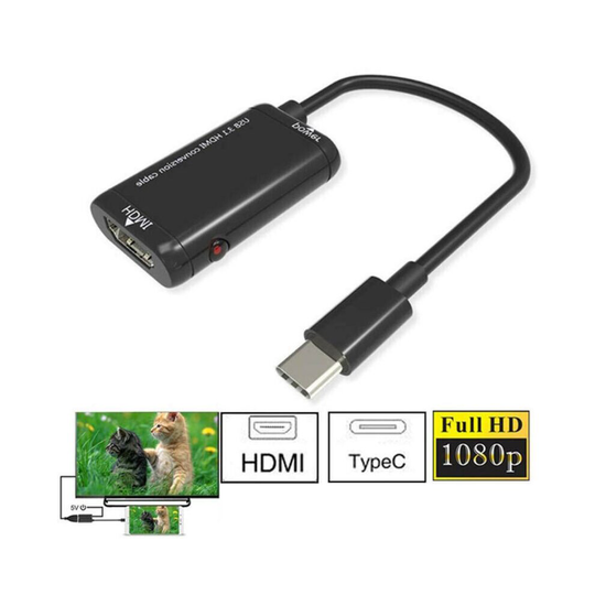Type-C to HDMI Cable Converter USB-C Adapter Receiver for Phone Android Tablet