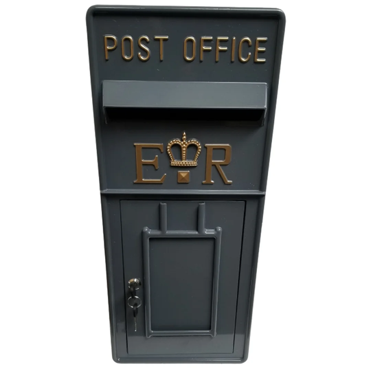 Ordell Post Box Wall Mounted Replica Royal Mail ER Letter Box - Grey