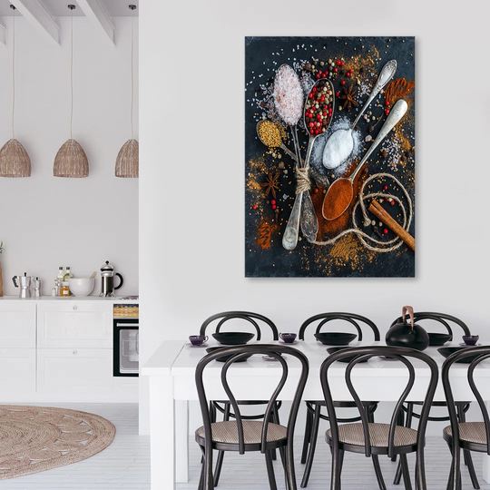 Canvas Print Spices Cutlery Herbs
