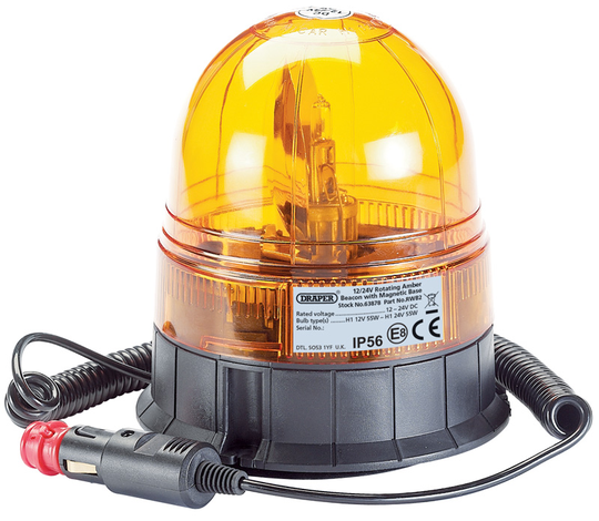Draper 12/24V Magnetic Base Rotating Beacon | 63878