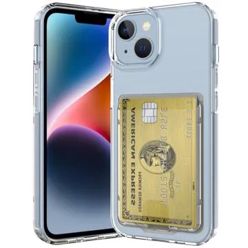 iPhone 14 Plus TPU Case with Card Holder - White / Transparent