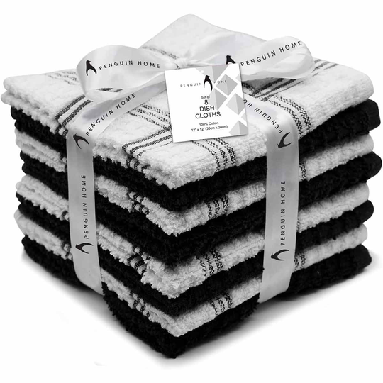 Penguin Home 100% Cotton Dish Cloth For Washing Dishes - Black