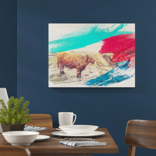 'Highland Cow Landscape' Graphic Art Print Poster