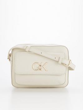 Calvin Klein Re-Lock Camera Bag With Flap - Cream