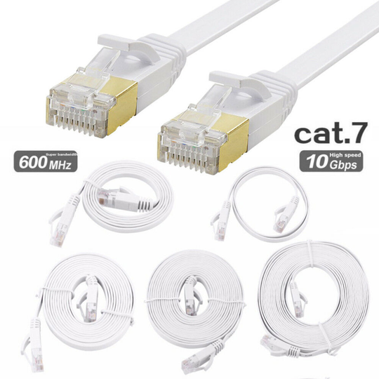 (25m) Flat CAT7 Ethernet LAN Network 10Gbps Internet Patch Cable Lead