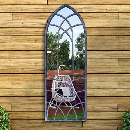 MirrorOutlet Harrogate Metal Arch Shaped Decorative Window Garden Mirror 121cm x 45cm