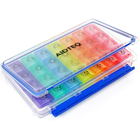 Aidteq Premium Pill Box Weekly Organiser 28 Large Compartment