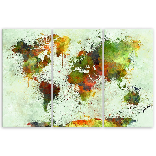 Canvas Print Abstract World Map Coloured