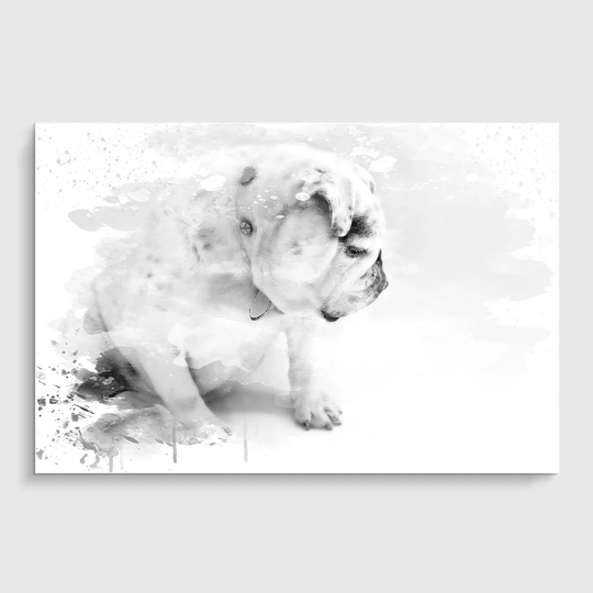 'White British Bulldog Dog' Graphic Art Print Poster