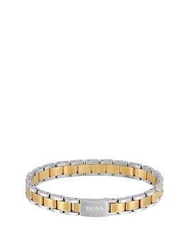 Boss Gq Two Tone Stainless Steel Mens Bracelet