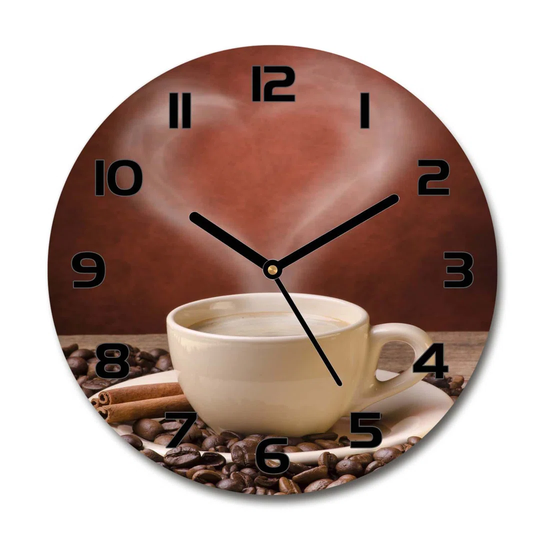 Glass Wall Clock 30Cm Round Decoration Picture Wall Art Modern Decoration Kitchen Living Room Silent - Aromatic Coffee,54277714