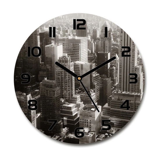 Glass Wall Clock 30Cm Round Decoration Picture Wall Art Modern Decoration Kitchen Living Room Silent - New York,94115661
