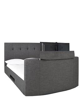 Avelon Fabric Side Lift Ottoman Storage Tv Bed With Bluetooth, Usb Chargers Mattress Options (Buy And Save!) - Bed Frame Only