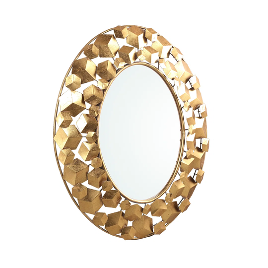 Vereen Round Metal Framed Wall Mounted Accent Mirror in Gold