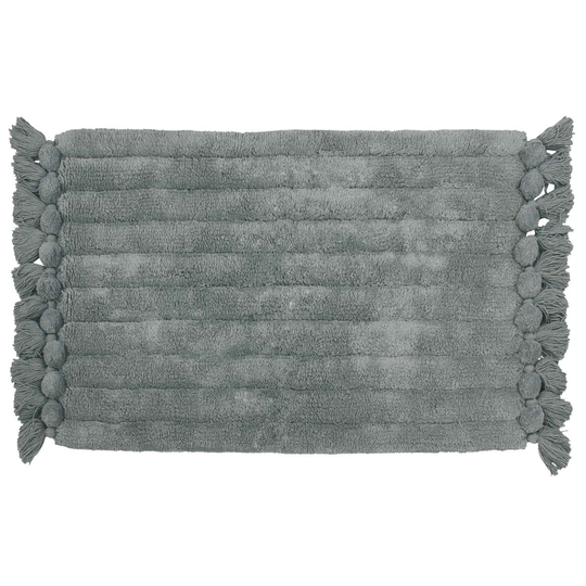 The Linen Yard Ribbed Tassel Cotton Woven Anti-slip Bath Mat Charcoal