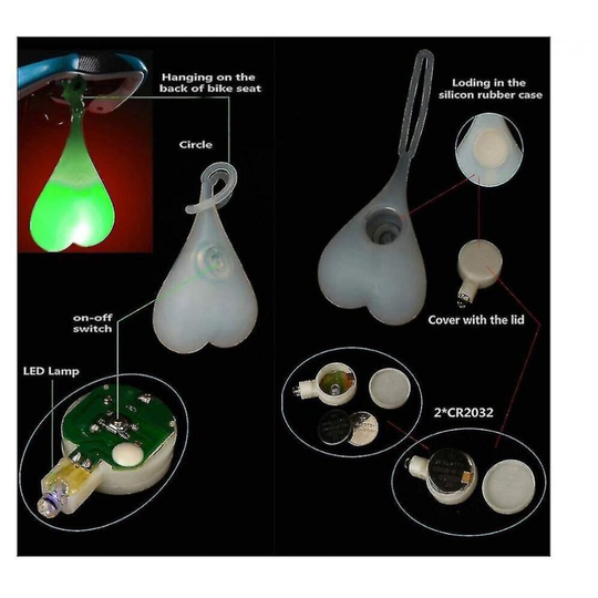 Bike Tail Light Balls,led Heart Shaped Creative Silicone Light,bike Waterproof Essential Night Bicycle Seat Back Egg Lamp(green)