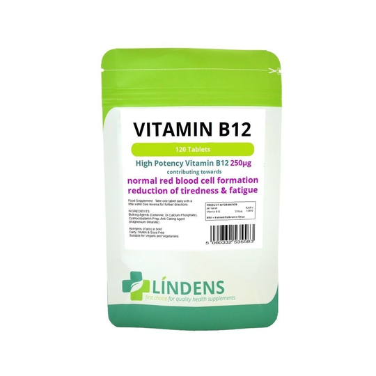 (1 Pack - 100 Tablets) Lindens Vitamin B12 250mcg 100 Tablets High Potency 1-a-day Energy B 12 B-12