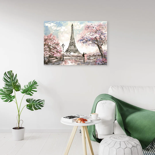 Canvas Print Pink Paris Eiffel Tower As Painted