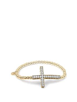 Say It With Diamonds Cross Ball Bracelet - Sterling Silver (YG plated), Yellow, Women