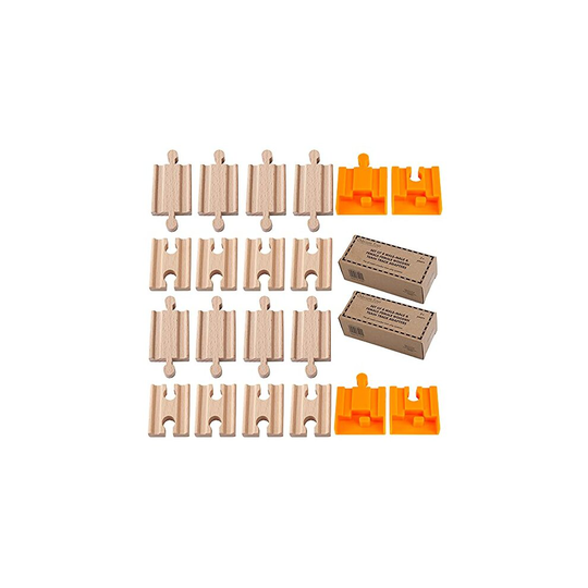 Orbrium 2X Pack of 8, 16 Pcs Toys Male-Male Female-Female Wooden Train Track Adapters Compatible with Thomas, Brio Chuggington Adapter
