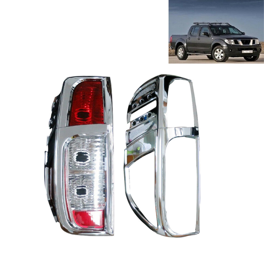 Nissan Navara D40 2005-15 CHROME REAR TAIL LIGHT LAMP COVERs TRIMS