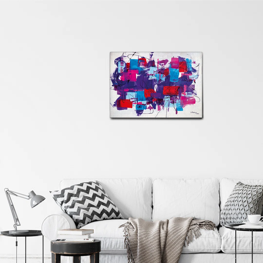 Ivy Bronx - Quadro - Alfredo Pierro - Orizzonte Viola - Tela Canvas - 100X70 - Pronto Da Appendere - Quadri Moderni Per La Casa