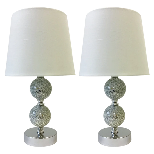 Faxon 36cm Chrome Table Lamp Set