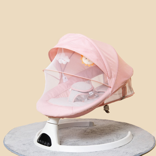(Pink) Bluetooth Electric Baby Swing Portable Cradle