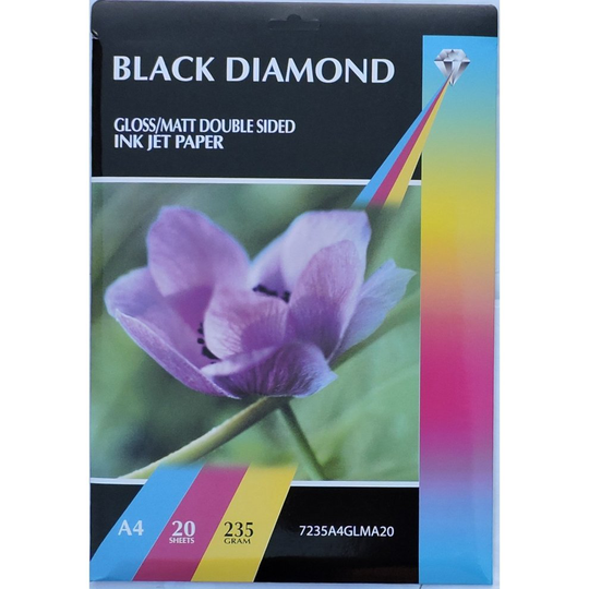 (40 Sheets) A4 235gsm Black Diamond Double Sided Gloss / Matte Photo Paper
