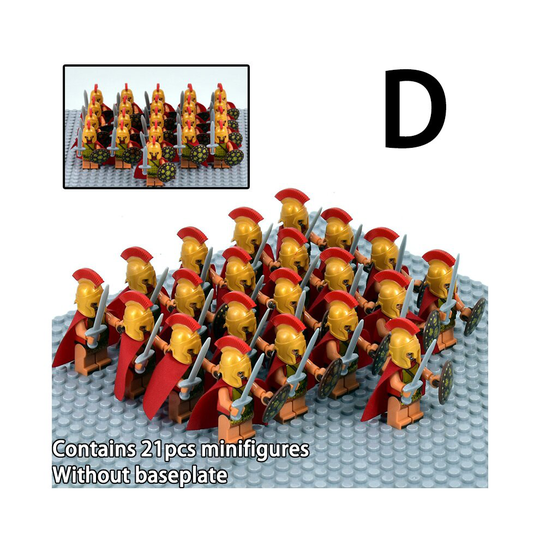 (D) 7 styles 21pcs ancient medieval soldiers without baseplate army building block minifigures