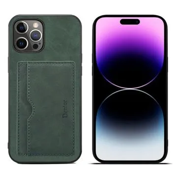 Denior Ultra Slim iPhone 14 Pro Coated Case with Kickstand - Green