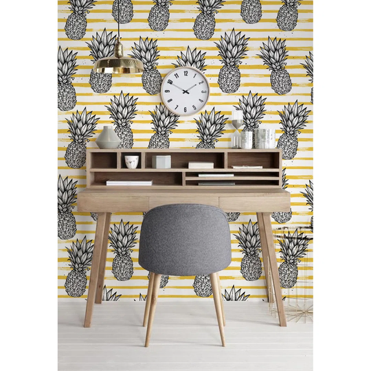 Shepton Pineapplestriped Abstractgold Lines Wallpaper