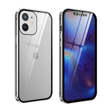 iPhone 12 Mini Magnetic Case with Tempered Glass - Silver