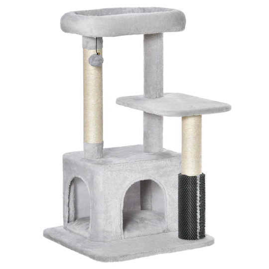 Pawhut Cat Tree Climbing Activity Center W/ Scratching Massage Toy And Hanging Ball