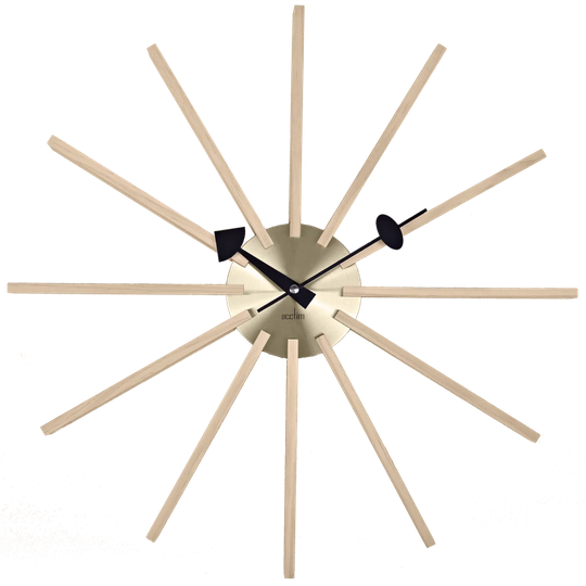 Astris 49cm Spoke Clock in Wood & Brass