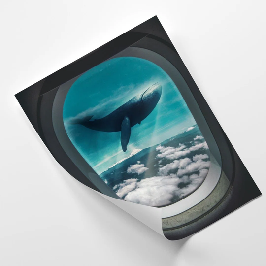 Poster, A Whale Swimming Above The Clouds