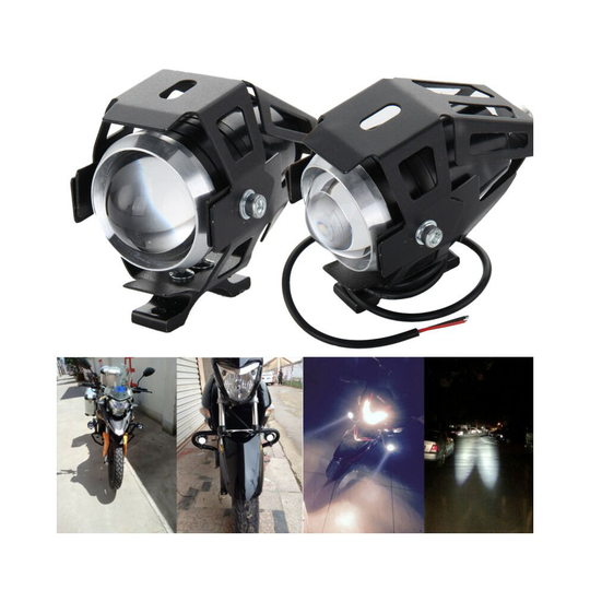 2pcs 125W U5 Motorcycle Motorbike Headlight LED Fog Spot Lights Bulb & Switch