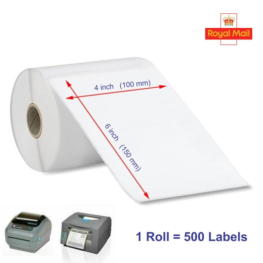 (1 Roll - 500 Labels) 4X6 Thermal Labels Shipping Postage Rolls of 500
