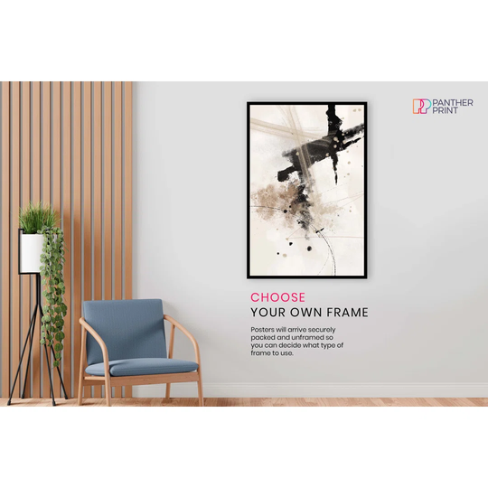 Panther Print Fine Art Prints Abstract Black & White Paint Strokes Artistic Unframed Poster, Pictures For Home Walls, Bedroom, Living Room & Bathroom