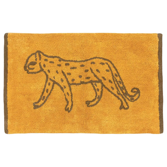 Furn. Leopard Knitted Cotton Anti-slip Bath Mat Gold
